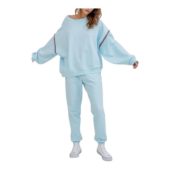 Pitusa Inca Pullover Sweatshirt Size Standard (M/L) Oversized Blue Pima Cotton - Picture 1 of 9